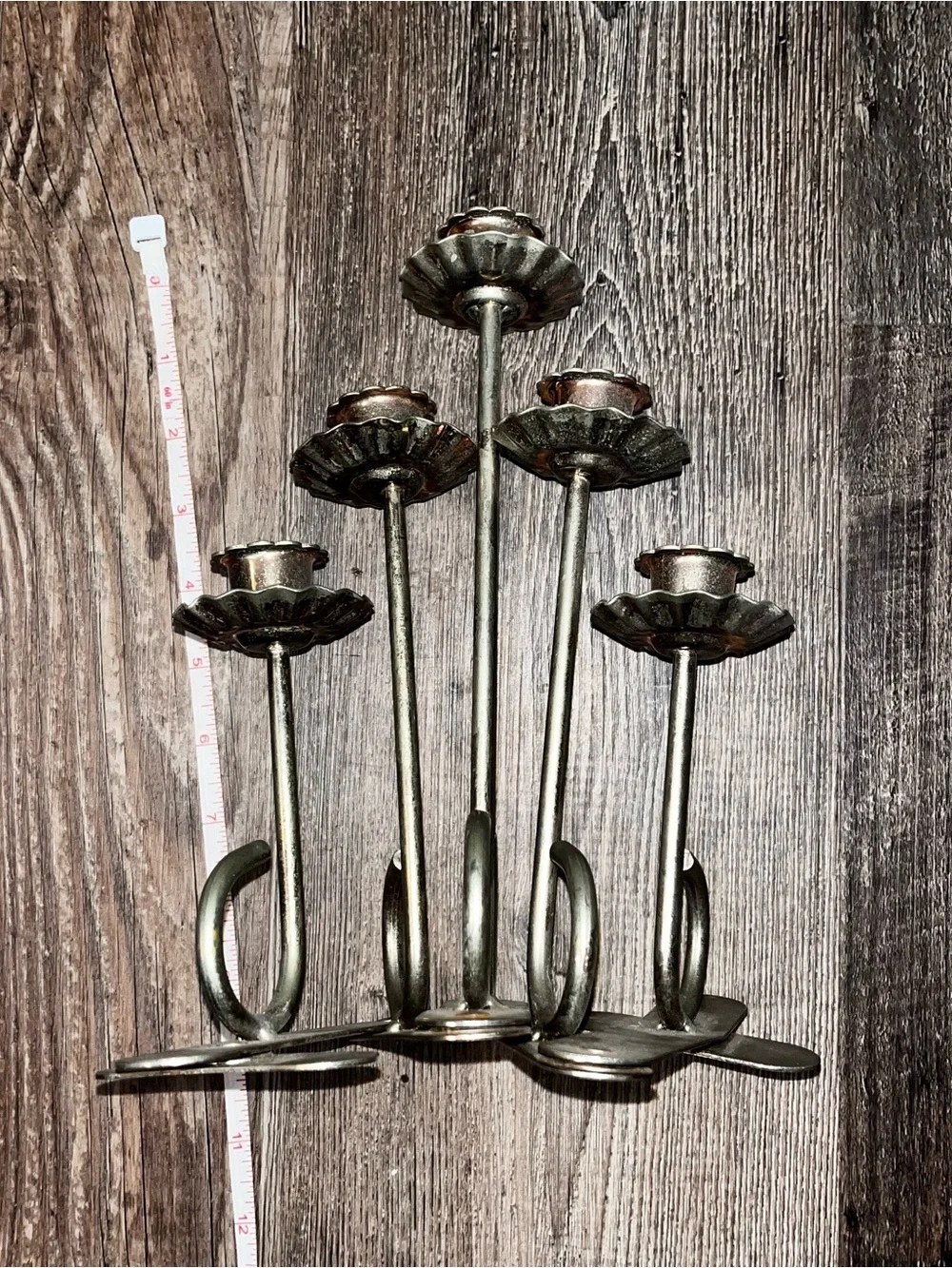 Brass Vintage 5-Candle Candelabra Accordion Style 4-10 Inches Tall